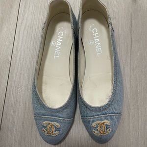 Authentic Denim Chanel Flats 38